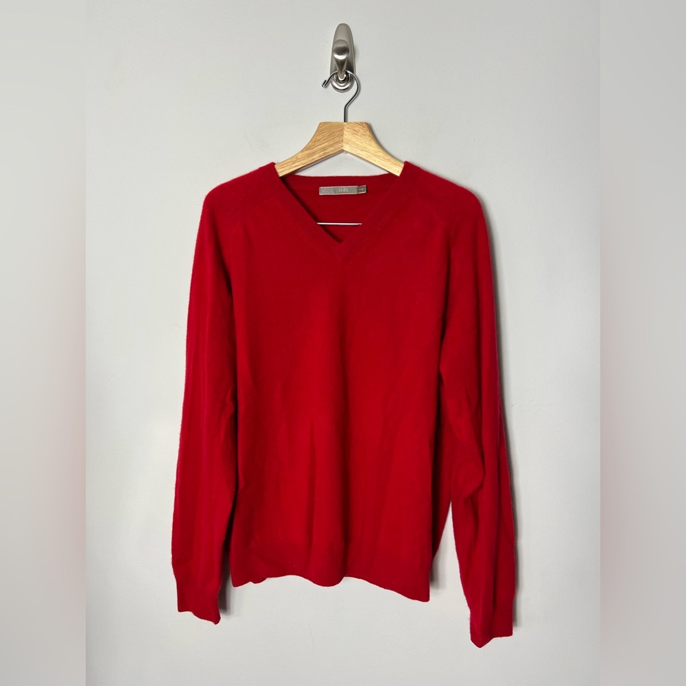 Raffi 100% Cashmere Men's V-neck Sweater Pullover Red Size XL *Q